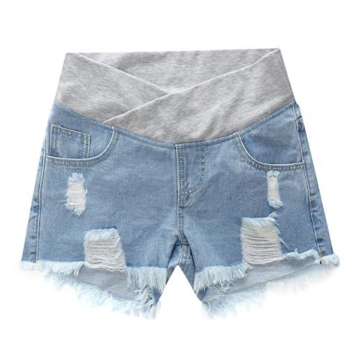 Pantalones cortos de mezclilla que alivian la presión abdominal en el embarazo