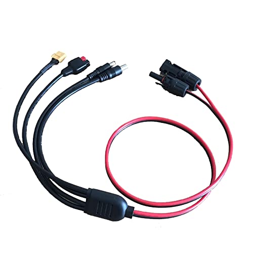 iRonsnow Cable De Conectores De Panel Solar, Conector Adaptador Anderson, XT60, DC8mm, DC5.5 * 2.1mm Conector Solar, Solar Para Generador Solar Portátil 4 En 1 De 50W A 200W Cover