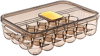 Egg Holder Storage, 24 Grids Egg Tray Fridge Organisers with Lid, Clear Plastic Egg Container Egg Rack Egg Storage Box Stackable, for Chicken Egg Holder Fridge(Brown)