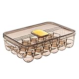【Diseño de ranura cónica】- El diseño de ranura interna de la caja de almacenamiento de huevos Fridge puede fijar diferentes tipos de huevos/huevos de pato para evitar agitar o apretar. El tamaño de cada rejilla es de aprox. 4,5 cm, por lo tanto, se recomienda que el diámetro máximo del huevo no supere los 4,5 cm