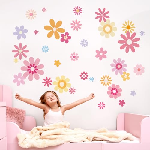 38 piezas adhesivos de flores coloridas para pared miniatura 2