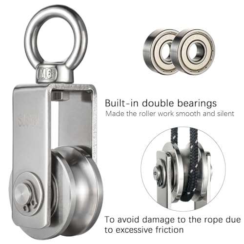 image for KCNOFNC Cable Pulley Wheel for Rope with Ball Bearing, Smooth No Noise