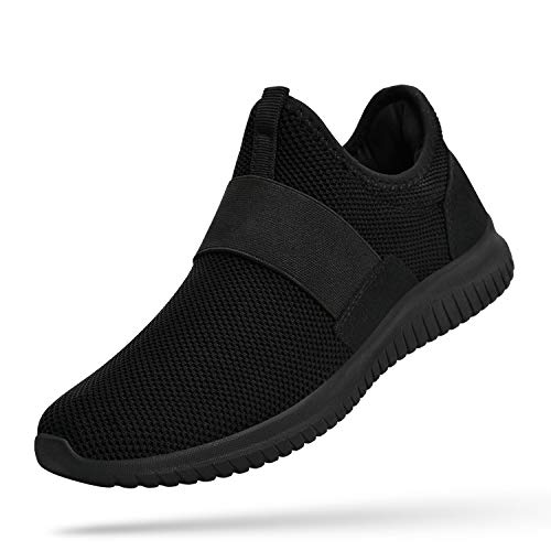 Troadlop Mens Black Shoes Extra Wide Breathable Knitted Mesh Confortable Running Walking Sportshoes Black 9.5 M US