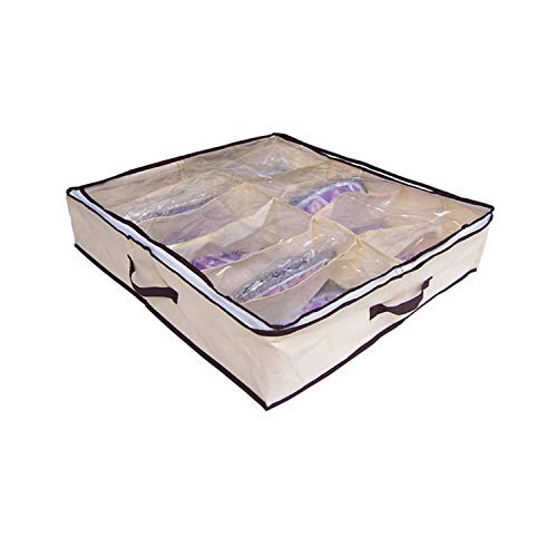 Preisvergleich Produktbild FairytaleMM Aufbewahrungstasche für 12 Paar gelbe Untertaschen mit transparentem Oberlicht und Reißverschluss-Schuhtasche-Gelb