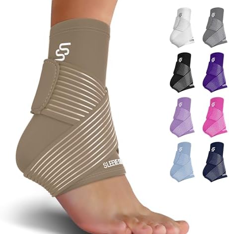 Sleeve Stars Ankle Brace for Sprained Ankle, Plantar Fasciitis Relief Achilles Tendonitis Brace, Ankle Support for Women & Men w/Strap, Heel Protector Wrap for Pain & Compression (Single/Hot Pink)