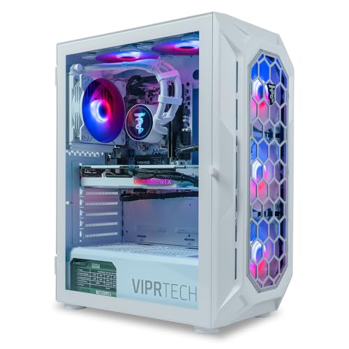 ViprTech Ghost 3.0 Liquid-Cooled PC – AMD Ryzen 5 5600X (12-LCore 4.6Ghz), RTX 4060 8GB, 32GB DDR4 3200, 1TB NVMe SSD, VR-Ready, Streaming, WiFi, RGB, Win 11, Warranty, Gaming Desktop Computer