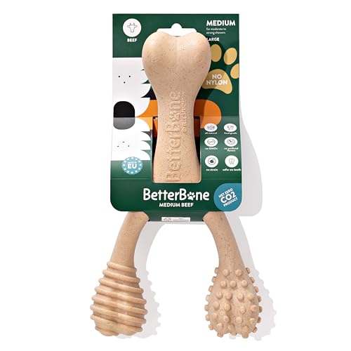 BetterBone - Medium Density - Ideal for Moderate to Strong Chewers - All-Natural Nylon-Free Dog Chew Toys - Non-Toxic Promotes Dental Health Splinter-Resistant Sustainably Made