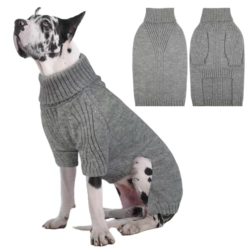 IECOii Great Dane Sweater,5XL Extra Large Sweater for Giant Breed Dogs in Winter,Turtleneck Cold...