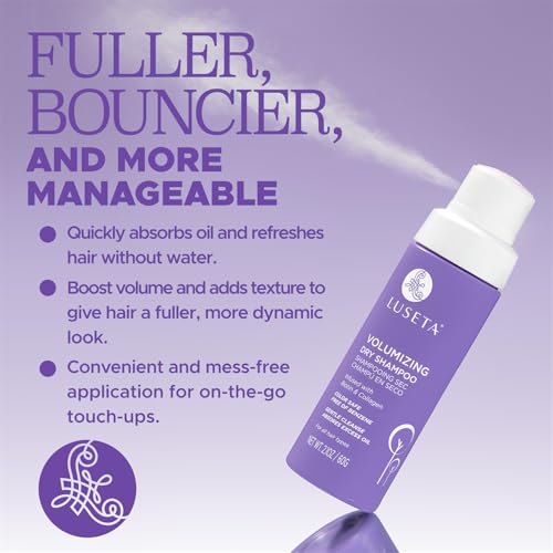 Luseta Volumizing Dry Shampoo Powder with Biotin for Hair Growth, Travel Size Dry Shampoo Spray for Oily Hair, Strong Oil Control Boost Root with Non-Benzene Hair Care Spray for Women and Men 2.1oz
