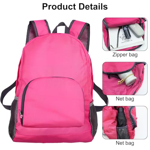 Set de 2 mochilas plegables ligeras 20 litros rojas y naranjas miniatura 4