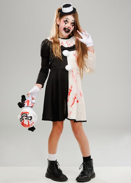 Struts Kids Terrifier The Little Pale Girl Clown Girl Halloween Costume (S 5-6 years)