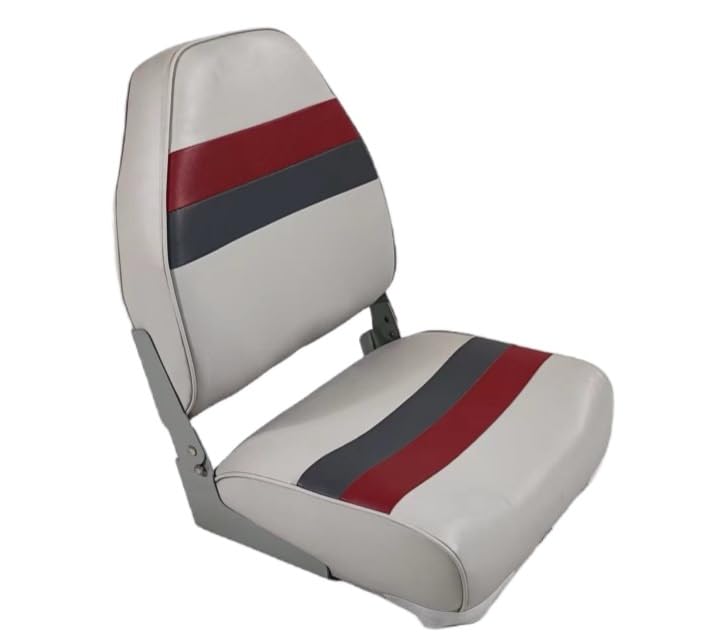 Horizon Manufacturing Premium Series Pontoon Fold Down Boat Seat 3008-ABEC Grey/Red/Charcoal