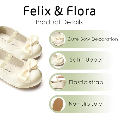 Image of Felix & Flora Toddler Flower Girl Dress Shoes - Girl Ballet Flats Party School Shoes Wedding