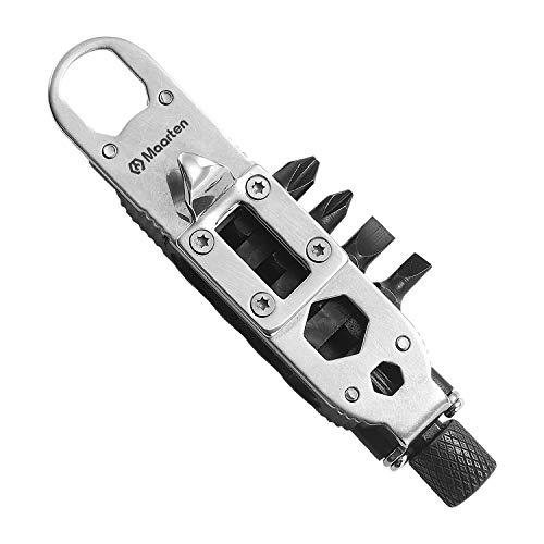Multitool Screwdriver, 7 in 1 Pocket Multitool, Compact Portable Mini Outdoor Tool, with Bottle Opener, LED Lights, Mountaineering Buckle, Small and Medium Cross Screwdriver and one-Word Screwdriver