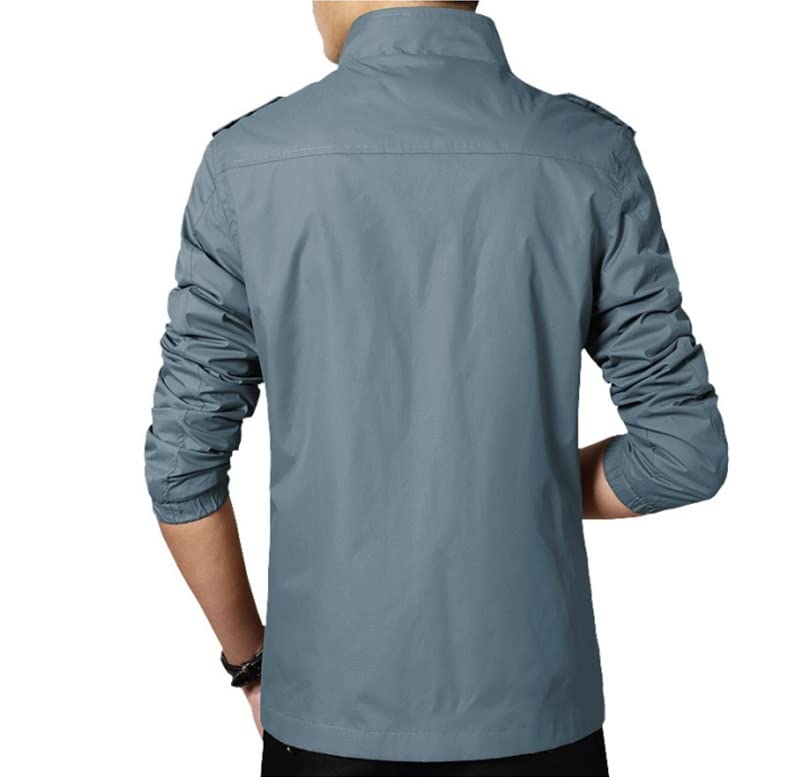 CHUNYU Heren lente dunne casual jassen Heren blauwe zakelijke jas mannelijke rits jas heren effen kleur militaire jas - Image 5