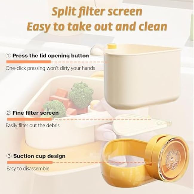 Suction Cup Sink Corner Rack, Corner Sink Strainer Basket for Food Waste, Sinks Trash Catcher, Upgraded Automatic Dumping, Triangle Storage Rack with Drain Hole, No Drilling (Green)