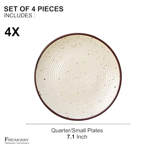 Image of Freakway Hand Glazed Cream Matte Finish Ceramic 7.1-Inch Small /Quarter Plates for Serving Maggie Pasta | Set of 4 | Microwave & Dishwasher Safe - Off White