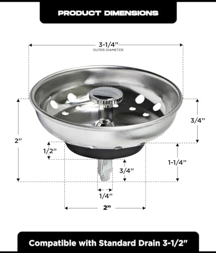 Colador para fregadero de cocina con tapón de goma 3.25 pulg miniatura 4