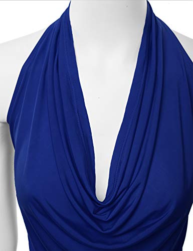 Fashionolic Women's Casual Halter Neck Draped Front Sexy Backless Tank Top (S-3Xl) (Clltj316) Royalblue 3X #TOP5