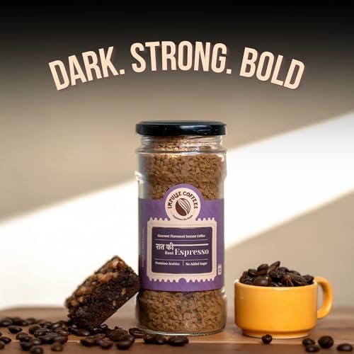 Image of Impulse Coffees Raat Ki Rani Espresso Instant Coffee Powder | Dark Roasted Arabica with Toasty Earthy Notes & Luxurious Dark Strong Aroma | Bold Espresso Brew for Cafe-Style Coffee at Home | 100 Gms