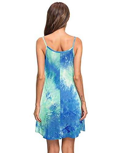 Image of MISFAY Women's Summer Spaghetti Strap Casual Beach Cover Up Dress with Pockets