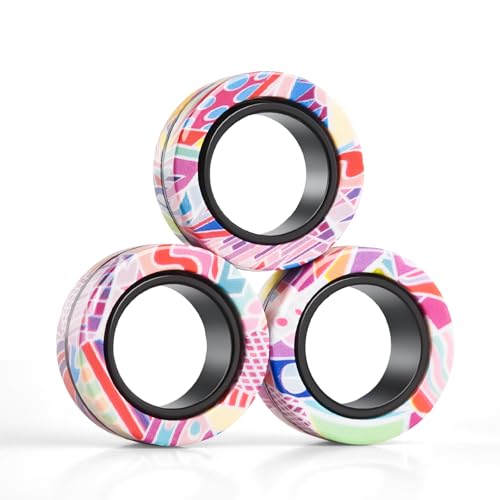 Image of Magnetic Rings Fidget Toys for Adults,Fidget Spinner Rings for Anxiety Relief Therapy Toys for Teens Boy and Girl Ages 8-13,Gift for Kids Party Favors Stocking Stuffers,3pcs