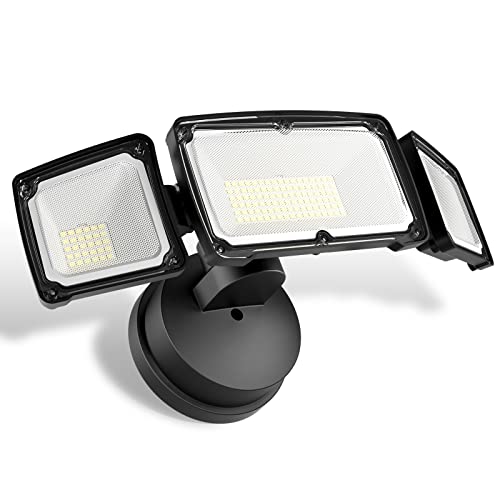 Amico LED Flood Lights Outdoor 3500LM Security Light, 30W Bright Outdoor Flood Light, 5000K Daylight White, IP65 Waterproof 3 Adjustable Heads for Garage, Backyard, Patio, Garden, Porch&Stair(Black)