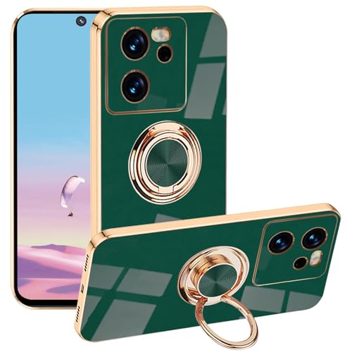 Coque Xiaomi 13T Pro silicone TPU souple vert foncé avec anneau