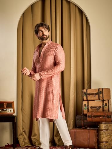 Image of SOJANYA (Since 1958 Men's Cotton Rayon Shiny Thread Sequinned Only Long Kurta