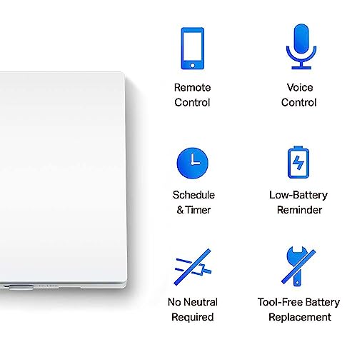 TP-Link Tapo S210 Smart Light Switch 1 Gang 1 Way, Remote and Voice Control,Away Mode,No Neutral Required,Battery included,Work with Alexa & Google home, Tapo Hub Required sold separately 3