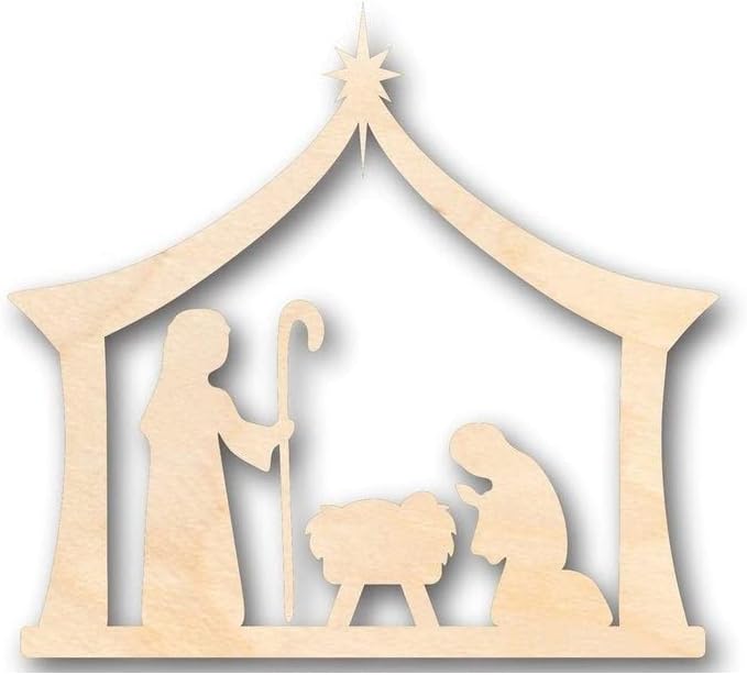 Unfinished Wood Bethlehem Nativity Shape Christmas Craft up to 46" DIY 12" / 1"