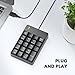 TechGarden Wired Number Pad, USB Numeric Keypad 19 Key Number Keypad Keyboard for Laptop PC Computer Notebook, Big Print Letters - Black