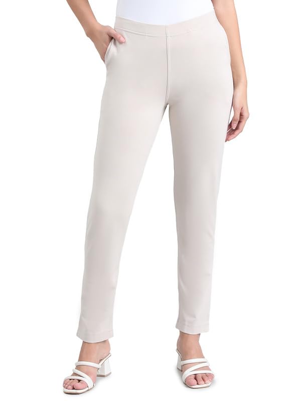 Image of GO COLORS Ponte Smart Kurti Pants Full Length for Women | Breathable, Mid Rise