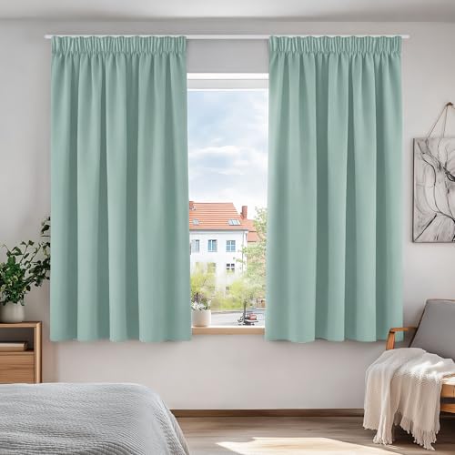 Deconovo Gardinen für Schienensystem Blickdicht Vorhänge Deko Sommergrün – Ansicht 1