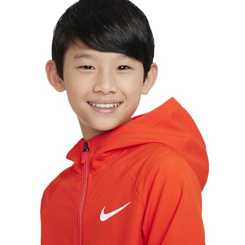 Nike Dri-FIT Big Kids' (Boys') Woven Training Jacket (US, Alpha, Medium, Regular, Picante Red/Picante Red/White)3