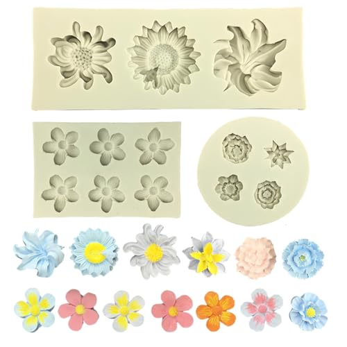 13 pcs Molde silicona flores, moldes velas silicona, moldes silicona moldes fundicion, 3D rosa mini flor moldes velas para jabon chocolate aromaterapia DIY decora