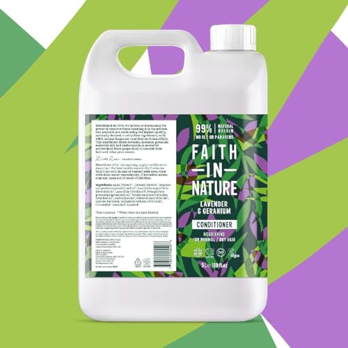 Faith In Nature Natural Lavender & Geranium Conditioner, Balancing for Normal Hair & Scalp, Vegan & Cruelty Free, No SLS, Silicones or Parabens, 5L Refill Pack - Image 3