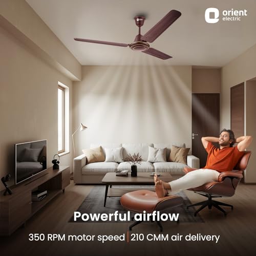 Image of Orient Electric Apex-FX 1200mm Ceiling Fan for Home| BEE 1 Star Rated Energy Efficient Fan| Rust Resistant | Strong and Powerful Motor | 2 Years Warranty by Orient | Brown - Pack of 1