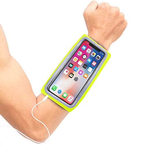 Brazalete Deportivo movil antebrazo Compatible con Smartphones con Pantalla hasta 6.5 muñequera Deportiva movil Running con Bolsillo para Llaves Tarjeta Cable (Verde)