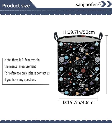 Image of Moon and Stars Laundry hamper Baby Laundry Hamper Collapsible Canvas Waterproof Storage Bin for Kids Clothes Organizer Basket Clothes hamper Star Room Decor(Moon)