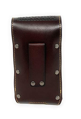 Texas West Western Cowboy Tooled Floral Leather Praying Cowboy Concho Belt Loop Cell Phone Holster Case in 4 Colors (Coffee)
