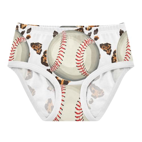 Designer Toddler Underwear Custom 2t Cotton Little Girl Panties Cool Baseballs Leopard Print White Briefs Underpants