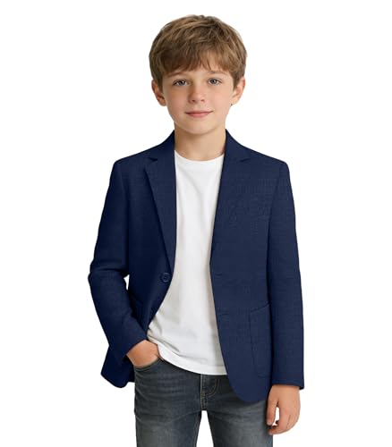 Boy Blazer Lightweight Jacket Wedding Navy Blue Suit Blazers for Boys Teen Casual Sport Coat Fashion Coats for Prom 12