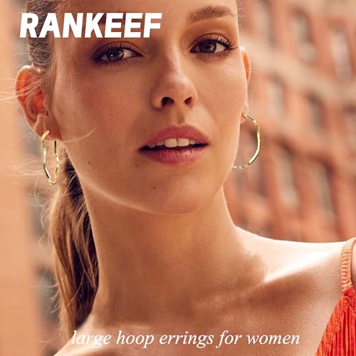 RANKEEF 3mm Gold Hoop Earrings For Women Large Gold Hoops 925 Sterling Silver Post Hypoallergenic Sterling Silver Hoop Earrings Silver Hoops Earrings For Women 30/40/50/60MM - Image 3