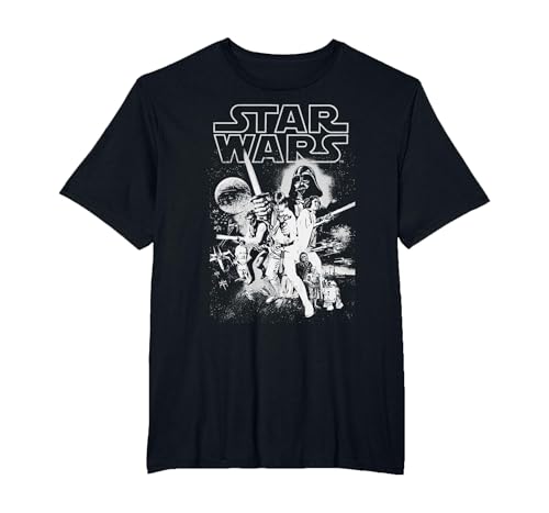 Star Wars t-shirt homme graphique poster haut de gamme col rond noir