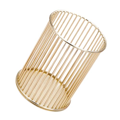 Ciieeo Portalápices Metálico de Hierro Dorado, Cubo Redondo para Bolígrafos y Brochas de Maquillaje, Soporte Decorativo para Escritorio, Organizador Práctico y Resistente, Uso Oficina