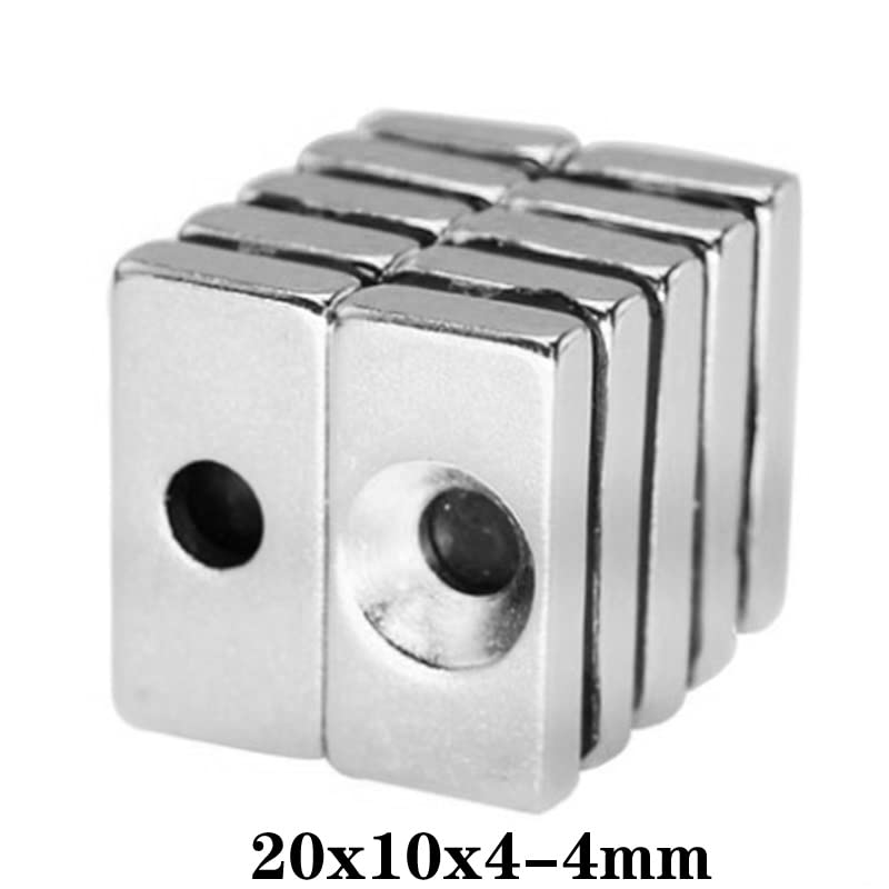 5~60PCS 20x10x4-4 Quadrate Neodymium Hole 4mm NdFeB Magnetic 20x10x4-4mm Block Rare Earth 20 * 10 * 4-4 mm Magnet(20PCS)
