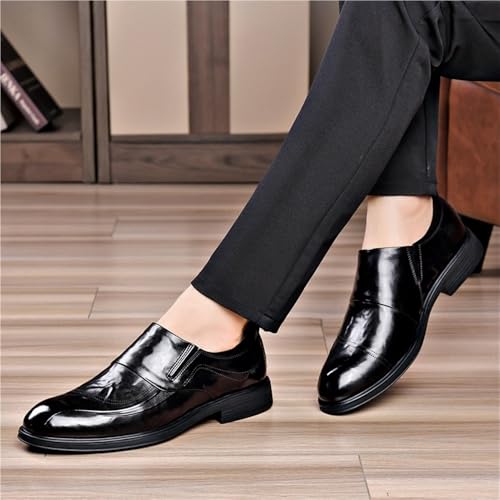Men Formal Shoes Genuine Leather Prom Slip-on Plain Toe Non Slip Anti-Slip Party3