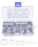 CHBCD 180-teiliges Unterlegscheiben-Set, 8 Größen, M2, M2,5, M3, M4, M5, M6, M8, M10, Edelstahl-Unterlegscheiben-Sortiment, Edelstahl-Unterlegscheiben, Metallscheiben für Schrauben und Muttern