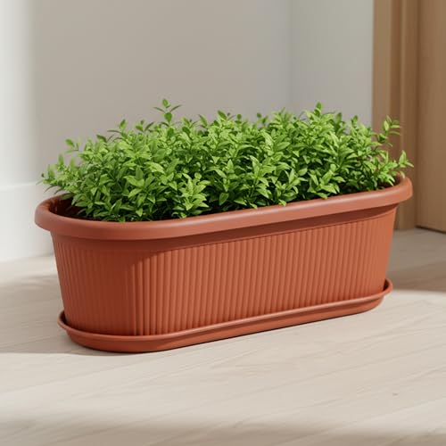 Kraft Seeds Regalia 19.6 inch Large Red Planters with Bottom Plat...